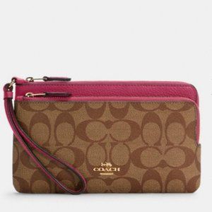 Coach Signature Double Zip Wallet
